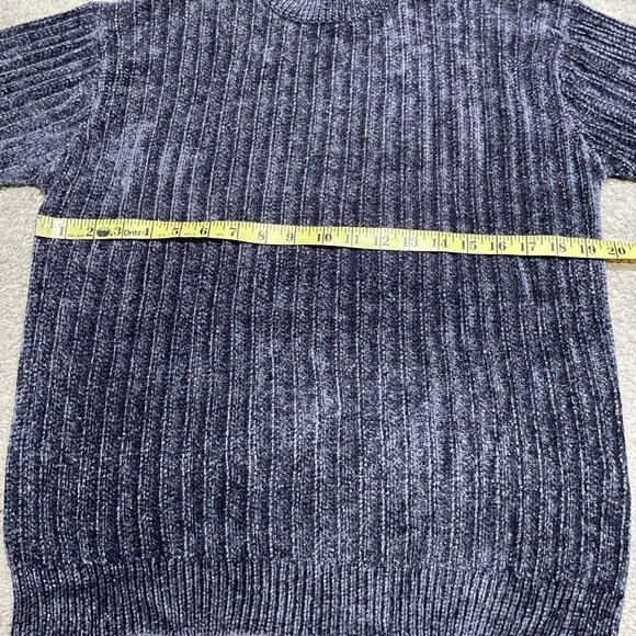 VTG Domani Collection Chenille Sweater Men's Medium Gray Soft Textured Stripes - Picture 4 of 8